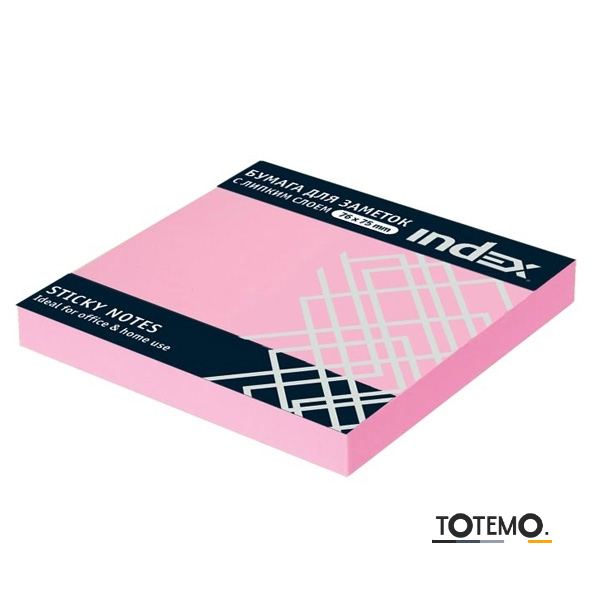 Бумага для заметок с липким слоем 76*75 неоновая розовая 100л