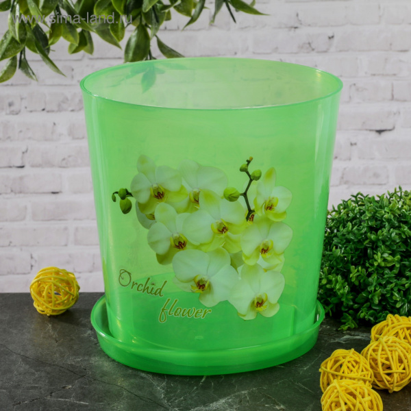 Горшок для цветов зеленый прозрачный 586980