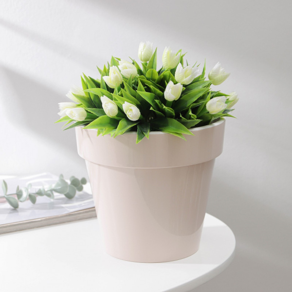 Кашпо для цветов со вставкой «Порто», 2,4 л, цвет жемчужный /4318553