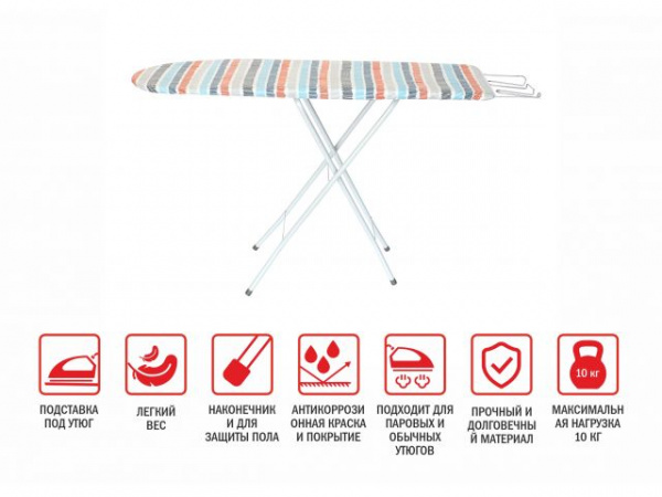 Доска гладильная Standard 2 (ДСП 1220х300 мм), с подставкой под утюг, PERFECTO LINEA (42-142302)