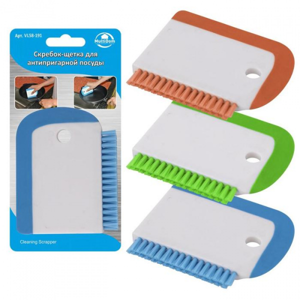 Скребок-щетка для антипригарной посуды, МИКС 7483573
