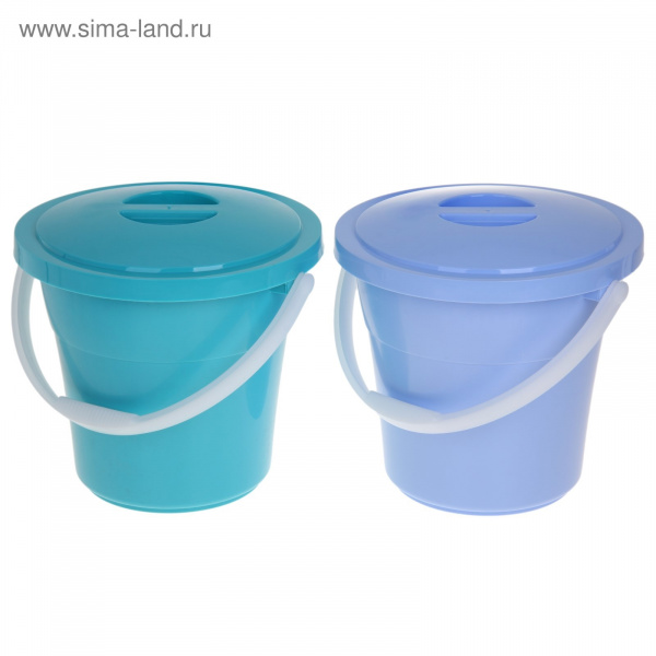 Ведро пищевое с крышкой, особо прочное 12 л "Евро", цвет МИКС