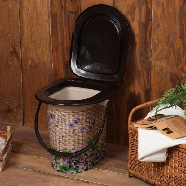 Ведро-туалет 17 л, "Плетёнка" съемный стульчак, 1005137