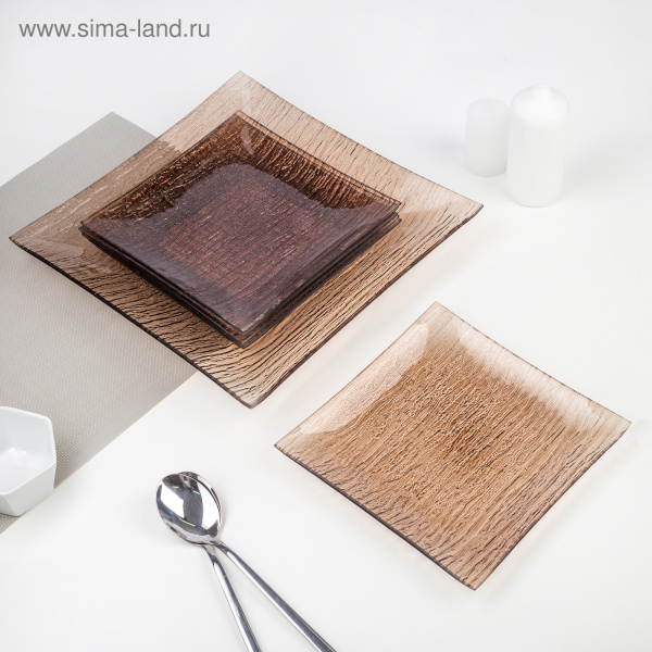 Сервиз столовый 7 пр. бронза, квадратные тарелки  2846618