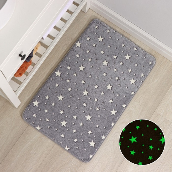 Коврик для ванной светящийся в темноте Доляна «Светящиеся звёзды», 50×80 см, цвет серый /6850636