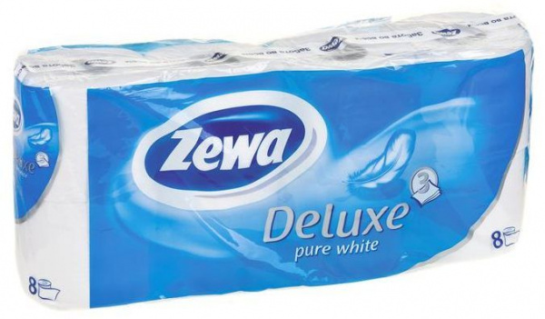 Бумага туалетная Зева Делюкс 8рул. 3х-сл. Белая /5366