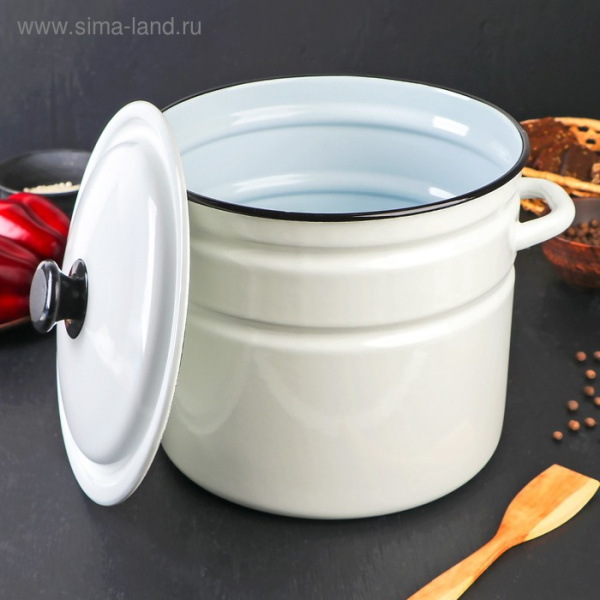 Кастрюля эмалированная, 10 л, цилиндрическая, белая/4842616