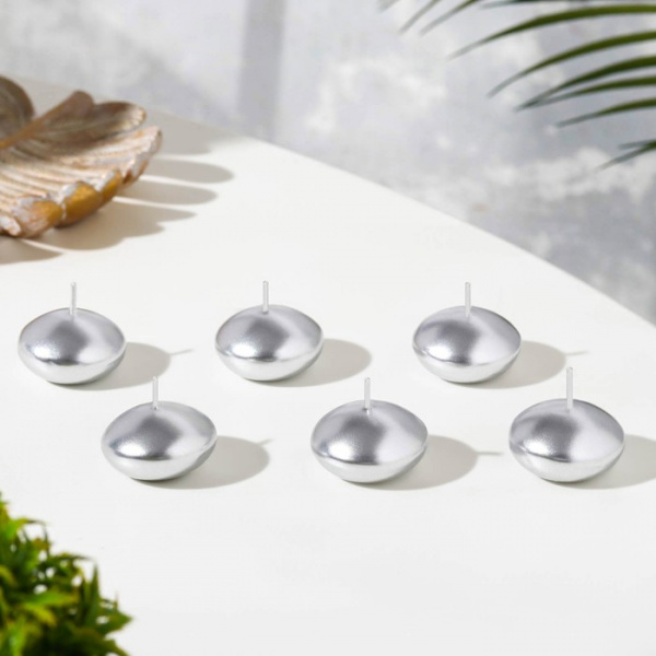 Набор свечей "Овал", 6 штук, серебристая, 4×2см /3093192