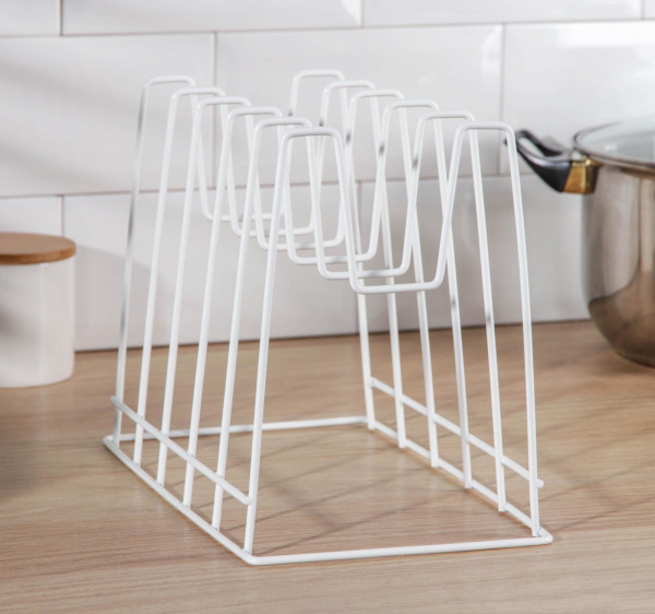 Подставка под крышки настольная, 5 предметов, 29×16×21,5 см, цвет белый /5598891