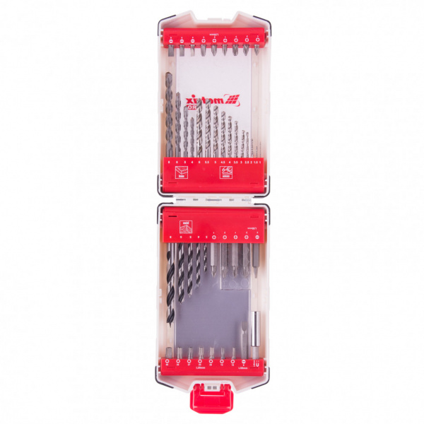 Набор сверл комбинированный, сверла по металлу 1-6 мм, бетону 4-8 мм, дереву 3-8 мм, биты 22 шт