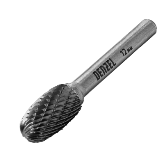 Борфреза по металлу твердосплавная, овальная, тип-E, 12 мм// Denzel /72038