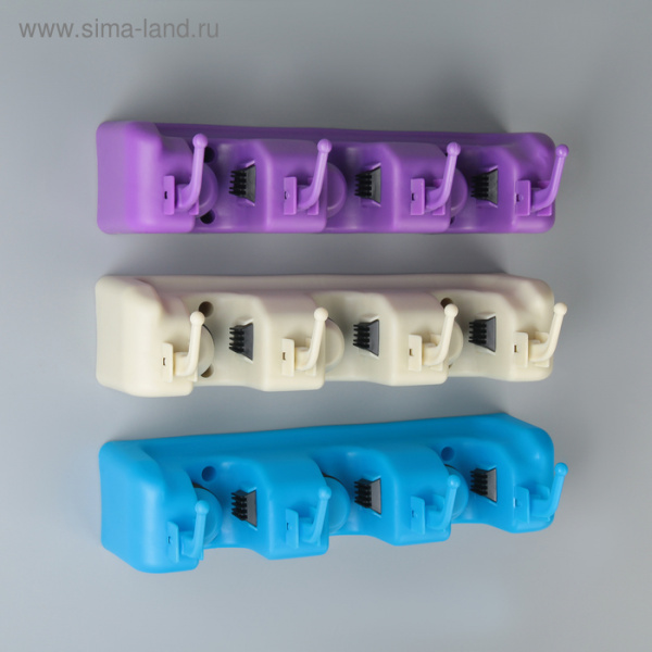 Держатель для швабр и метел с крючками 26х6 см, крепление саморезы, цвет микс 3566087