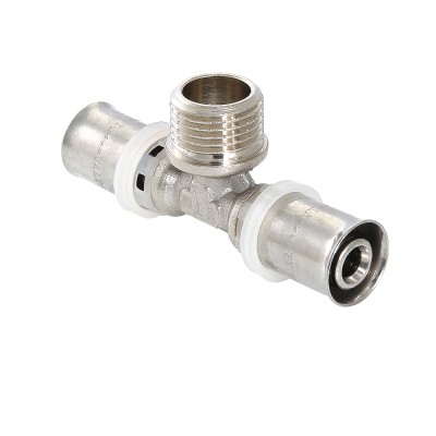 Тройник пресс с переходом на нар.р. VALTEC 16х1/2х16