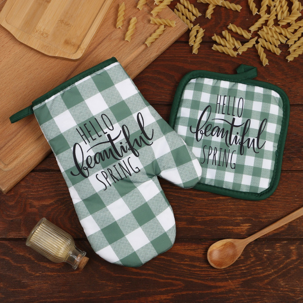 Кухонный набор 2 прихватки Доляна Spring прих. 17*17 см, вареж. 26*16 см,100% п/э/9473783