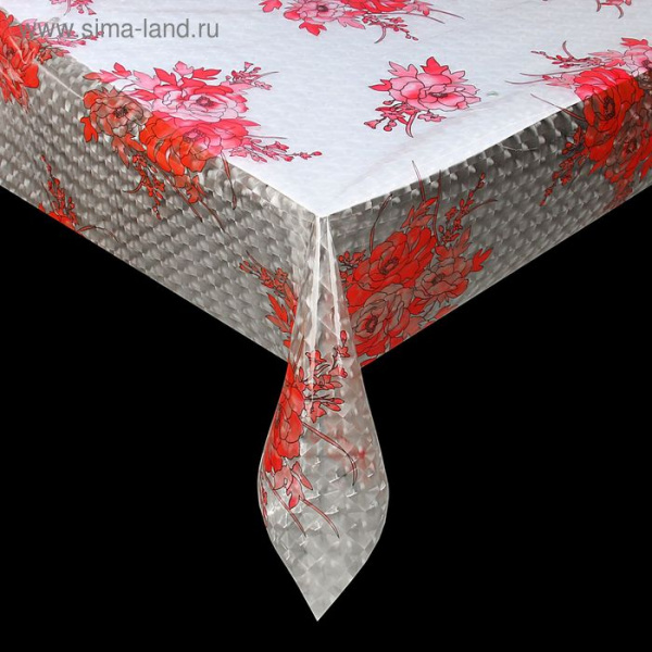 Клеенка ПВХ  3D-эффект красные цветы  1583655  *20