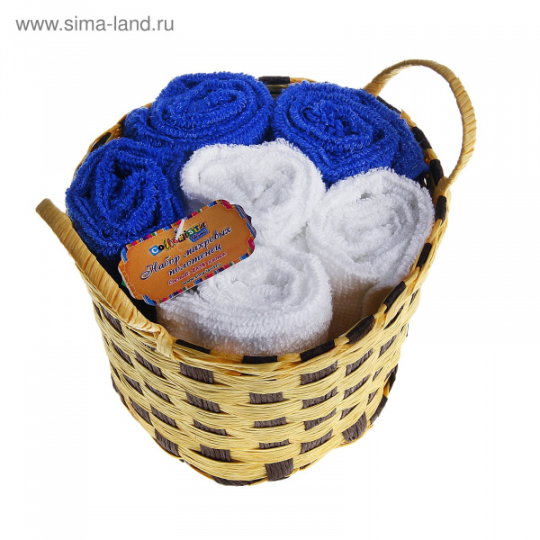 Набор полотенец в корзинке "Collorista" 6 пр. White-blue 30*30см 780085