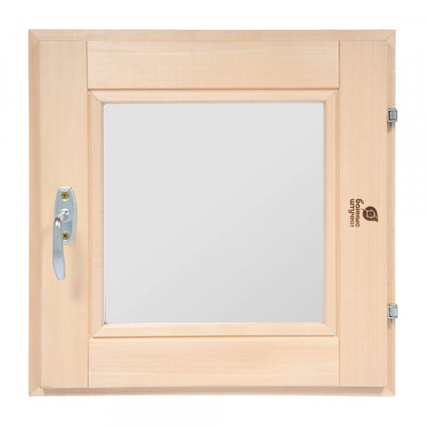 Форточка в парную, стеклопакет, 0,5х0,5 м, с ручкой, затвором, петлями, липа/03723