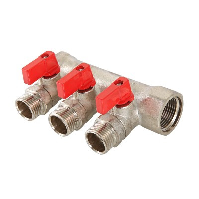 Коллектор с отсекающими кранами, 1"х3 вых. 1/2" нар. AV Engineering (AVE11310103)