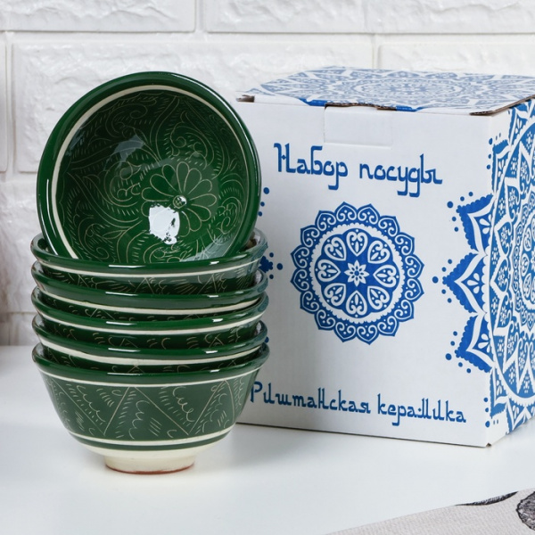 Набор пиал Риштан "Узоры" 11см, 6шт  /10715256