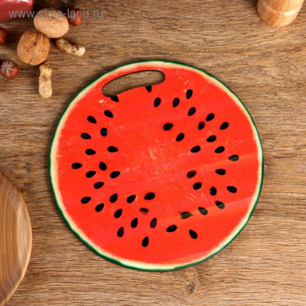 Доска разделочная и сервировочная круглая кухонная "Арбуз в разрезе", 26,5 см/5050305