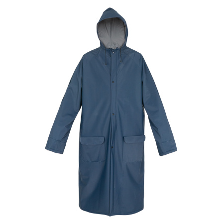 Дождевик двухслойный «EXTREME» синий+серебро ПВХ на молнии (с резинками на рукавах и) 300 мк