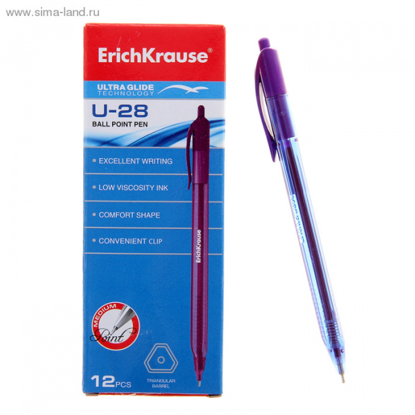 Ручка шариковая автоматическая Ultra Glide Technology U-28, узел-игла 1.0 мм, чернила синие