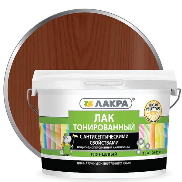 Лак воднодисперсионный тонированный Лакра Махагон 2,5кг Л-с.