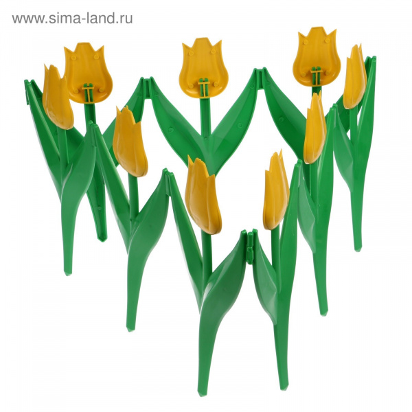 Ограждение декоративное, 30 × 225 см, 5 секций, пластик, жёлтый цветок, «Тюльпан» 2152252