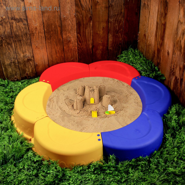 Песочница пластиковая "Ромашка" 147х147х18см. микс 2061323