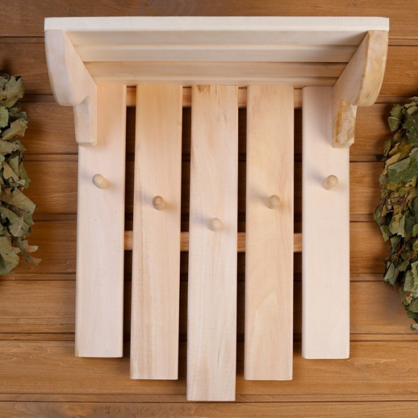 Полка-вешалка 5 крючков 23 х 36 х 38 см, липа/1280134