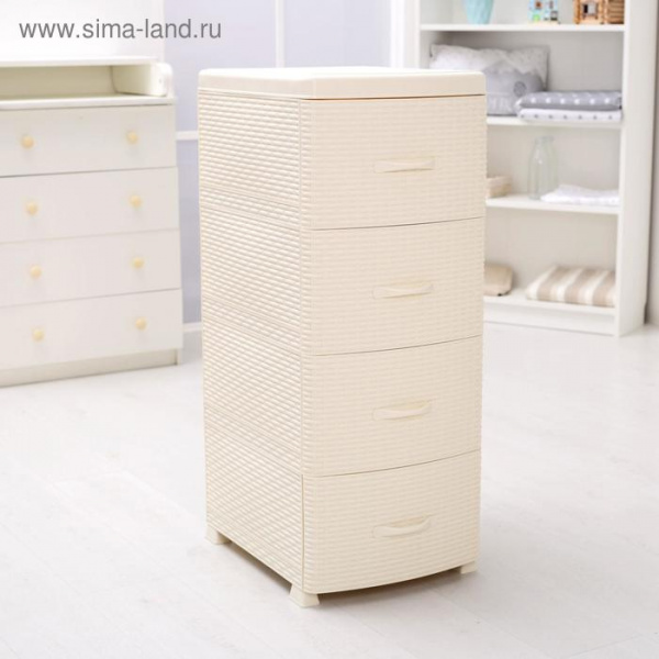 Комод 4-х секционный «Ротанг», цвет слоновая кость/5451254