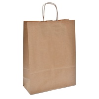 Сумка бумажная крафт 25х18х8 с кручен.ручками 43883