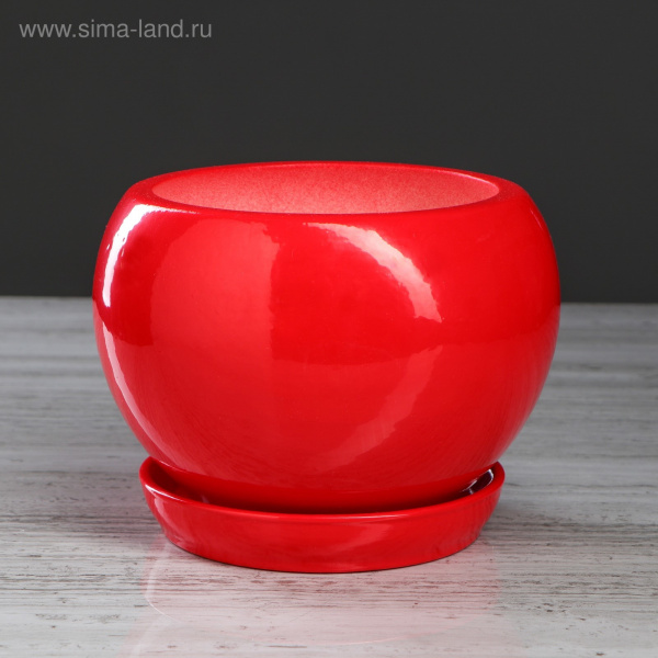 Горшок для цветов "Шар" 2,5л. красное 3831188
