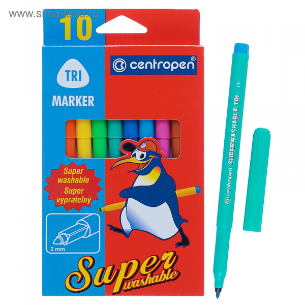 Набор суперсмываемых фломастеров 10цв. CENTROPEN  2570/10