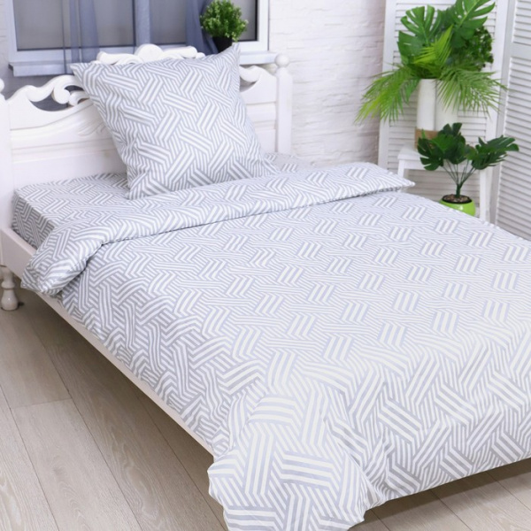 Постельное бельё 1,5 сп Бесконечность, серый, 150х210 см, 150х210 см, 70х70 см, бязь, 105г/м/9271459
