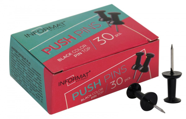 Кнопки силовые INFORMAT 30 штук, гвоздики, чёрные /064412