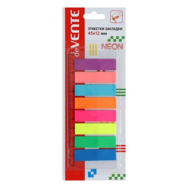 Закладки с клеевым краем (стикеры), 12 х 45 мм, 8 цветов, пласт. /4774633