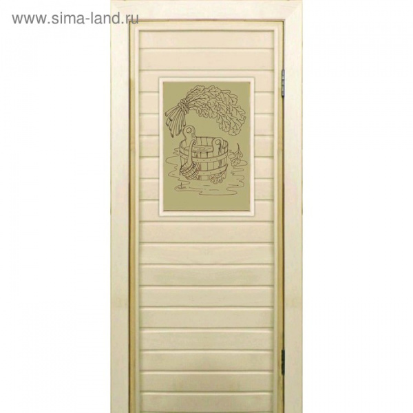 Дверь для бани со стеклом (40*60), "Банные радости-2", сатин, 170×70см, коробка из осины/5014606