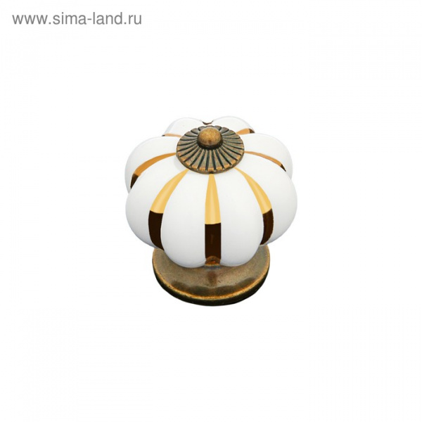 Ручка кнопка ТУНДРА РК117 (001) , d=39, пластик, белая с золотым/4647184