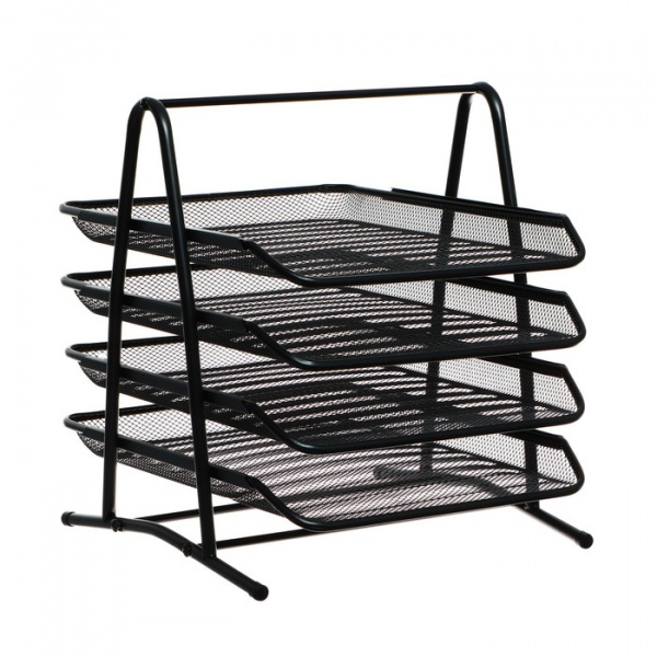 Лоток горизонт. для бумаг 4 отделения сетка металл, чёрный /5472092