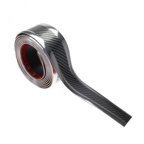 Защитная накладка на порог авто, под карбон с хром полосой, самоклеящаяся, 5×250 см /5220532