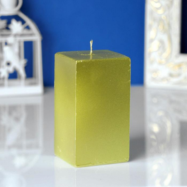 Свеча-квадрат, 5,6х5,6х10 см, 15 ч, золото/3909066