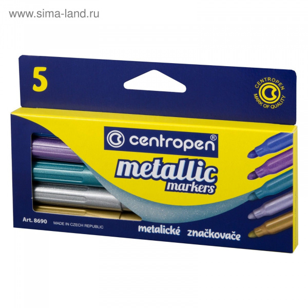 Набор фломастеров METALLIC с цветными металлическими чернилами, (CENTROPEN) 8690