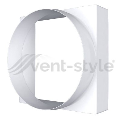 Соединитель квадрата 100х100 с круглым воздуховодом пластик D100 10КВ