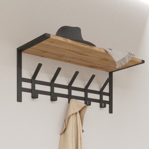 Вешалка с полкой Торонто 21Д (5 крюч.) 67*27*27см (ЧЕРНЫЙ) ВСПТ21ДЧ