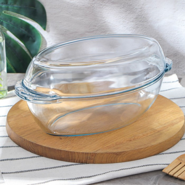 Утятница овальная из жаропрочного стекла, 2,6/1,3 л, с крышкой-формой для запекания /4385173