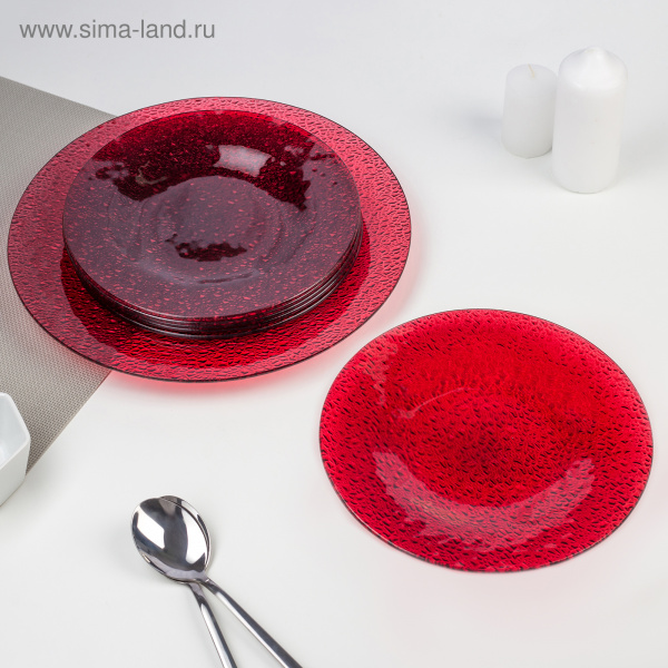 Сервиз столовый 7 пр. красный, круглые тарелки 2846558