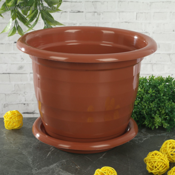 Горшок для цветов с поддоном 2 л "Виола", цвет коричневый/608320