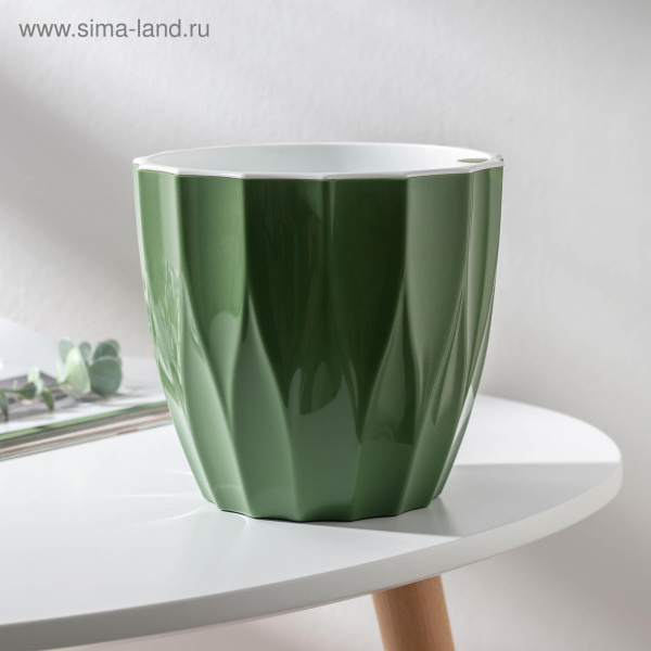 Кашпо для цветов со вставкой «Флюте», 3 л, цвет малахит /5985151