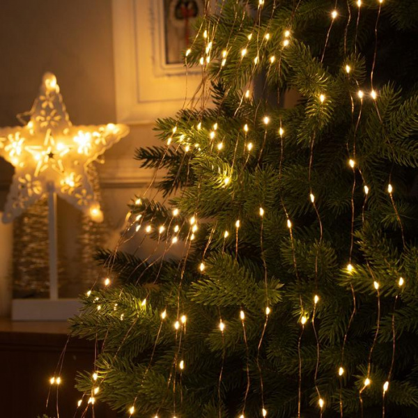 Гирлянда «Конский хвост» 20 нитей по 2 м, свечение тёплое белое, 12В /5206139